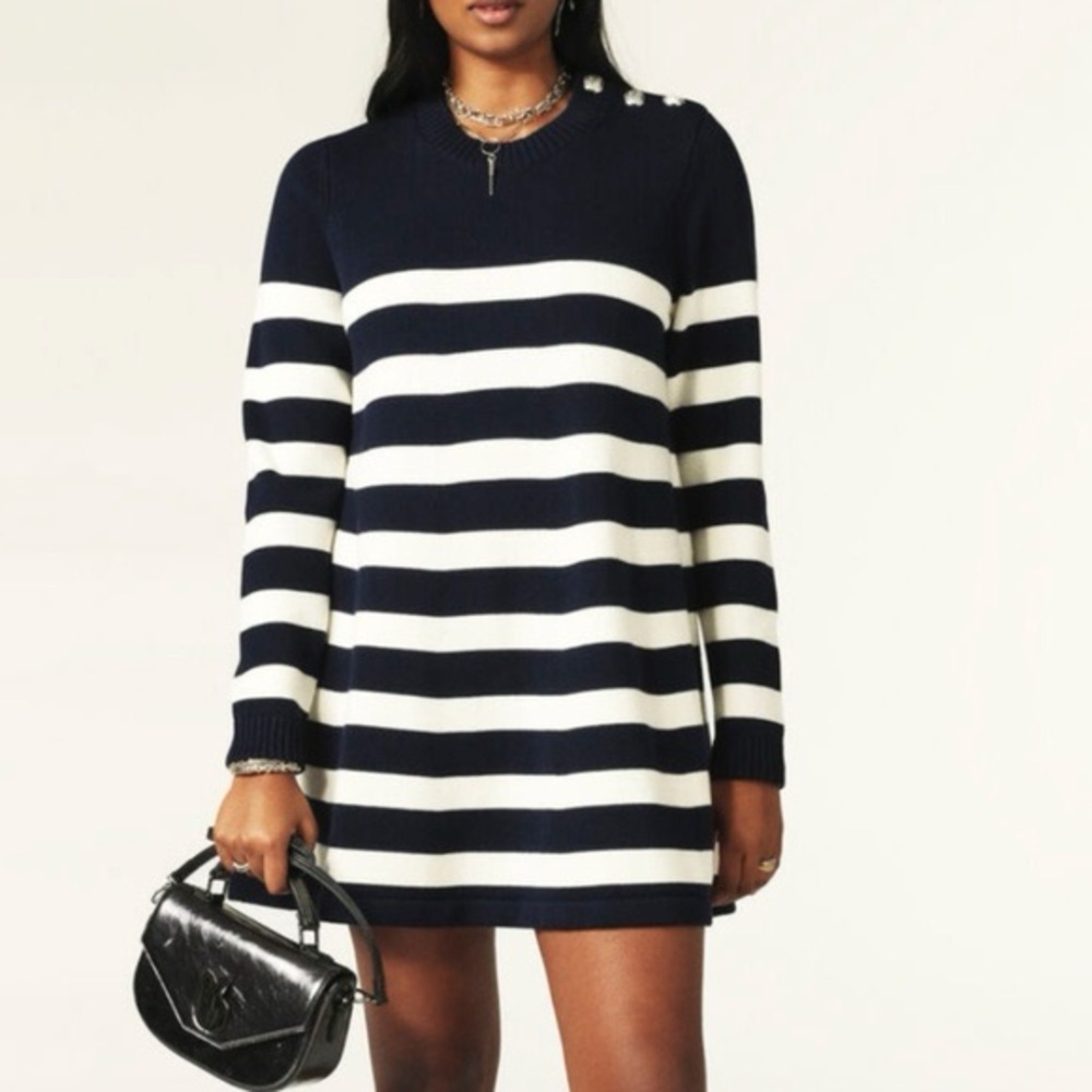 Brand new with tags BA&SH Maratonia striped wool A line mini dress